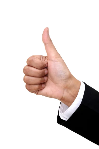 Businesswoman hand shows thumbs up — Stock Photo, Image
