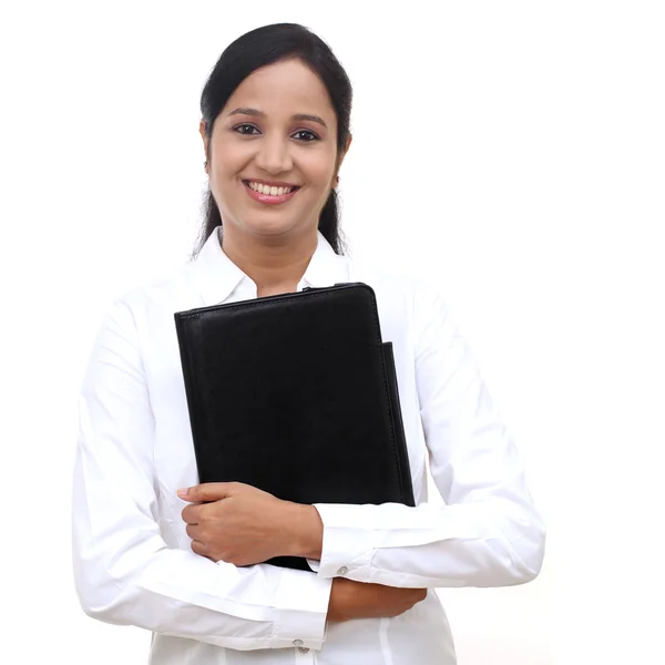 Young businesswoman holding file — Stock Photo, Image