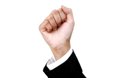 Beyaz arka plan üzerinde izole iş kadın eli