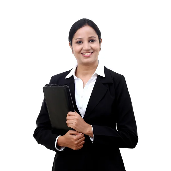 Young businesswoman holding file — Stock Photo, Image