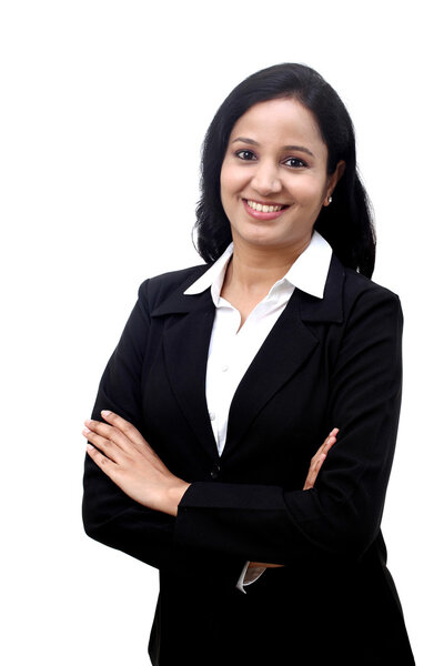 Confident Businesswoman against white background