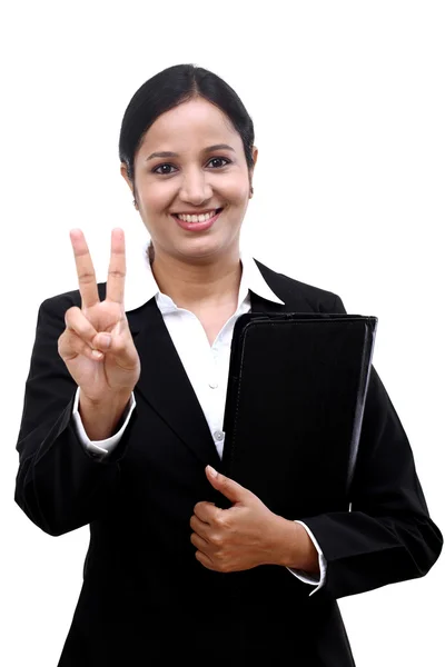 Young businesswoman holding file — Stock Photo, Image