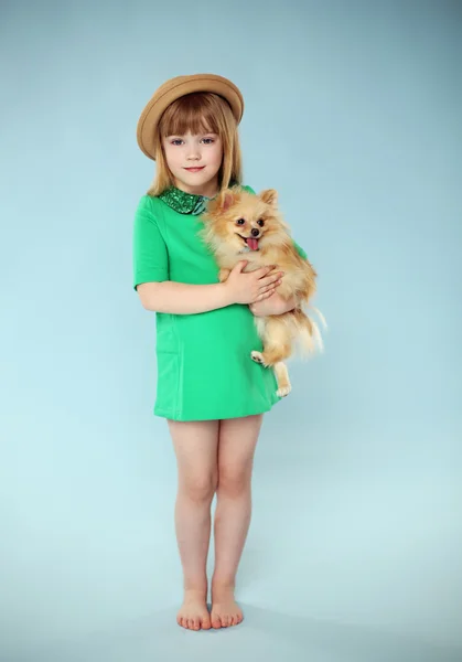 Beautiful girl with  sweet dog — Stock Photo, Image