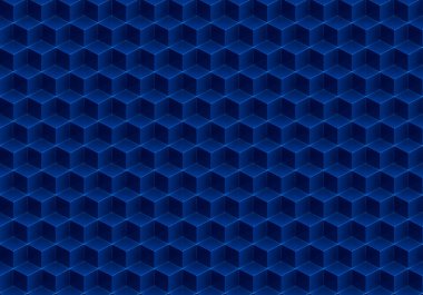 Her elementin kenarlarında ışık ve yansıma noktalarıyla mavi üç boyutlu küpler tarafından oluşturulan güzel, pürüzsüz tekrar eden desen. Her türlü dekoratif proje için mükemmel..