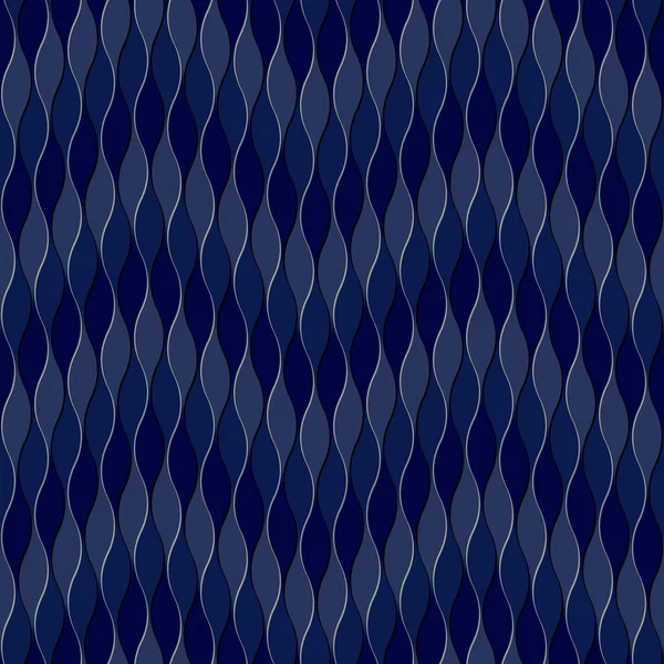 Geometric composition of vertical curvy lines in blue. Seamless repeating pattern. Perfect for textile, wrapping, print, web, and all kinds of decorative projects.