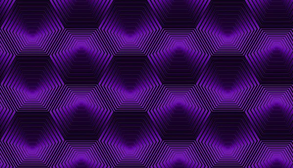Composição Moderna Com Hexágonos Concêntricos Cor Metálica Violeta Padrão Repetição — Fotografia de Stock