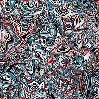 Mavi, kırmızı, beyaz ve gri mermer efektli renkli soyut sıvı girdap. Kusursuz tekrarlama kalıbı. Tekstil, ambalaj, baskı, ağ ve her türlü dekoratif proje için mükemmel.. 