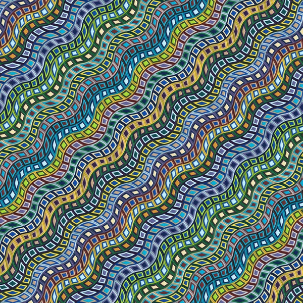 Hermosa Composición Multicolor Hecha Cuadrados Concéntricos Largo Líneas Onduladas Diagonales — Foto de Stock