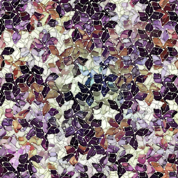 Multicolor Composition Abstract Leaves Flowers Purple Tone Seamless Repeating Pattern — Stock Photo, Image