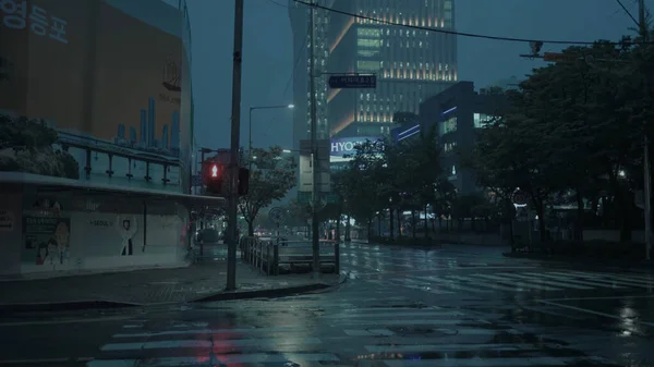 Spaziergang Seoul Verregneten Straßen Abend — Stockfoto