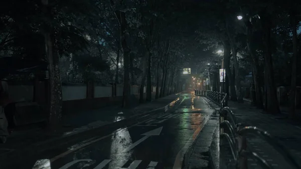 Прогулка Дождливым Улицам Сеула Вечером — стоковое фото