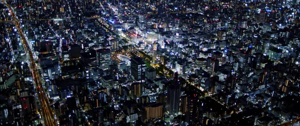 Ciudad Nagoya Por Noche Ciudad Nocturna Aérea Japón — Foto de Stock