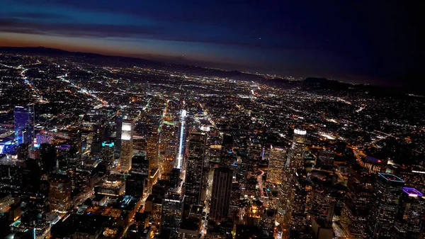 Los Ángeles Centro Vista Nocturna Ciudad — Foto de Stock