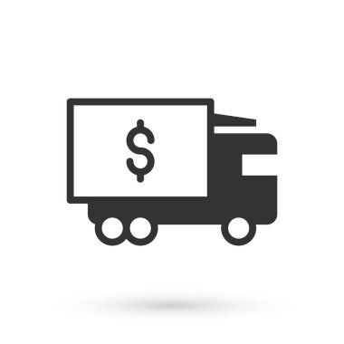 Beyaz arka planda gri zırhlı araç ikonu izole edildi. Vektör