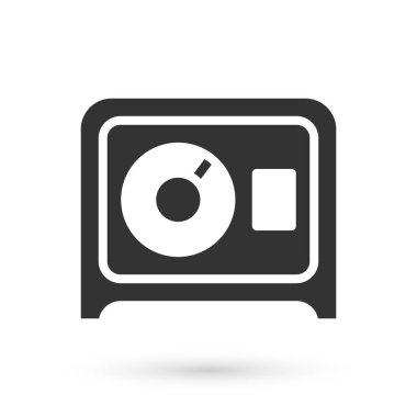 Gri Güvenli simgesi beyaz arkaplanda izole edildi. Kapı, şifreli bir banka kasası. Güvenilir Veri Koruma. Vektör