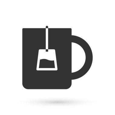 Beyaz arka planda izole edilmiş gri çay ikonu. Vektör