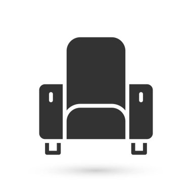 Beyaz arkaplanda izole edilmiş gri sinema koltuğu ikonu. Vektör