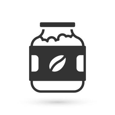 Gri kahve kavanozu ikonu beyaz arka planda izole edilmiş. Vektör