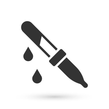 Gri Pipette simgesi beyaz arkaplanda izole edilmiş. Tıbbi elementler, kimya laboratuarı ekipmanları. Tıp sembolü. Vektör