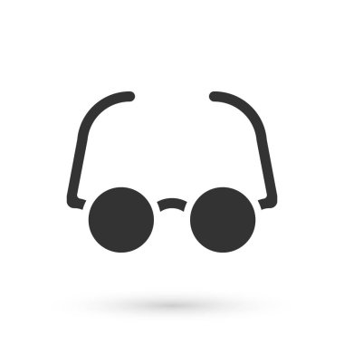 Gri Gözlük simgesi beyaz arkaplanda izole edilmiş. Gözlük çerçevesi sembolü. Vektör