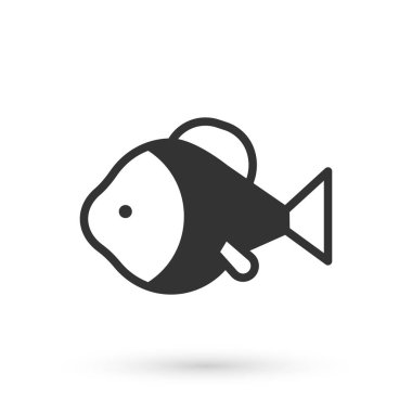Gri Balık simgesi beyaz arkaplanda izole edildi. Vektör