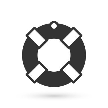 Gri Lifebuoy simgesi beyaz arkaplanda izole edildi. Can simidi sembolü. Vektör