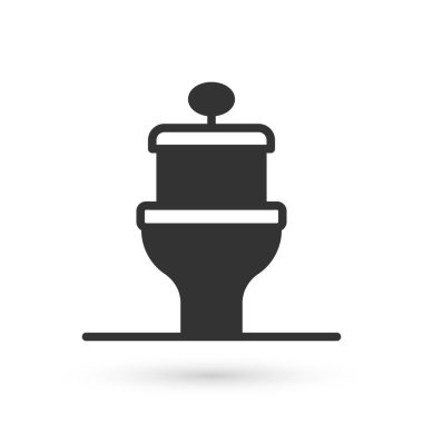 Gri klozet ikonu beyaz arka planda izole edilmiş. Vektör