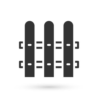 Gri Bahçe çiti ahşap ikonu beyaz arka planda izole edilmiş. Vektör