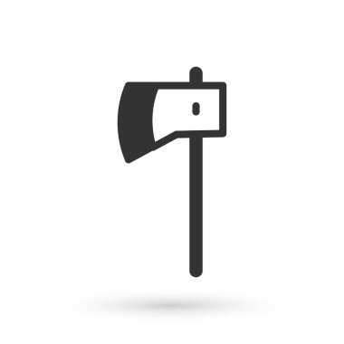 Beyaz arka planda gri tahta balta ikonu izole edildi. Oduncu baltası. Vektör