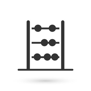 Gri Abaküs simgesi beyaz arkaplanda izole edildi. Geleneksel sayım çerçevesi. Eğitim işareti. Matematik okulu. Vektör