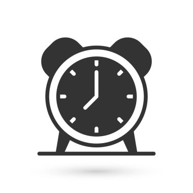 Gri Alarm saat simgesi beyaz arkaplanda izole edildi. Uyan, kalk konsepti. Zaman işareti. Vektör