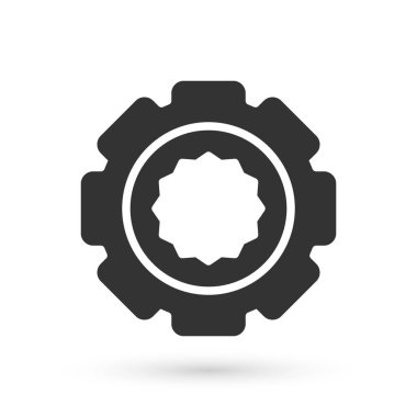 Gri Dişli simgesi beyaz arkaplanda izole edildi. Çarklı teçhizat ayarları. İşçi sembolü. Vektör