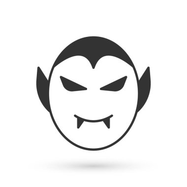 Gri Vampir ikonu beyaz arka planda izole edilmiş. Mutlu Cadılar Bayramı Partisi. Vektör