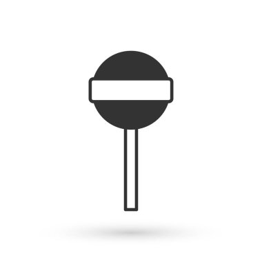 Gri lolipop simgesi beyaz arkaplanda izole edilmiş. Yemek, lezzetli bir sembol. Mutlu Cadılar Bayramı Partisi. Vektör
