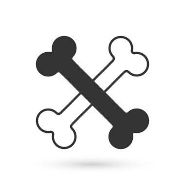 Gri çapraz kemikler beyaz arka planda izole edilmiş. Besin sembolü. Mutlu Cadılar Bayramı Partisi. Vektör