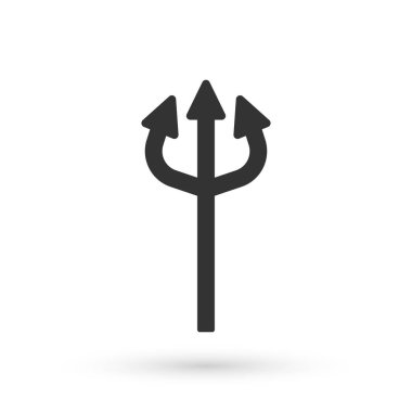 Beyaz arka planda izole edilmiş gri mızrak şeytan ikonu. Mutlu Cadılar Bayramı Partisi. Vektör