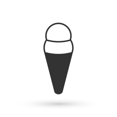 Beyaz arka planda izole edilmiş waffle külahlı gri dondurma. Güzel sembol. Vektör