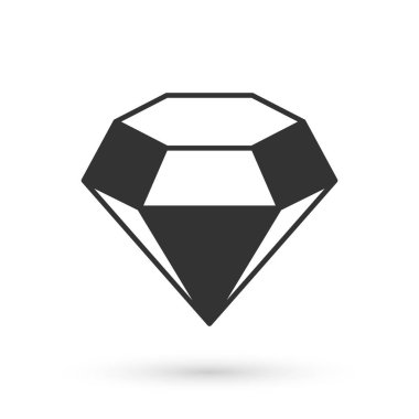 Gri Elmas simgesi beyaz arkaplanda izole edildi. Mücevher sembolü. Mücevher taşı. Vektör