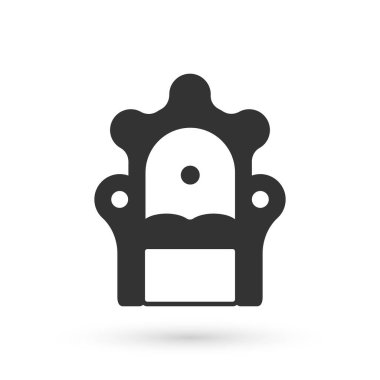 Beyaz arka planda izole edilmiş gri Ortaçağ taht ikonu. Vektör