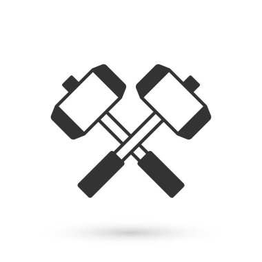 Gri Ortaçağ savaş çekiçleri beyaz arka planda izole edilmiş. Vektör