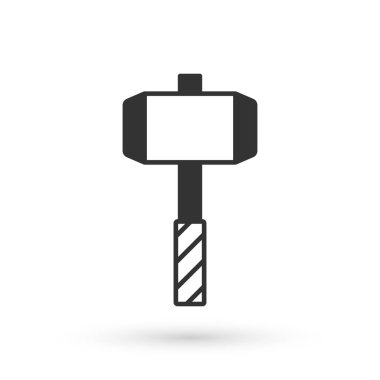 Beyaz arka planda izole edilmiş gri Ortaçağ savaş çekici ikonu. Vektör