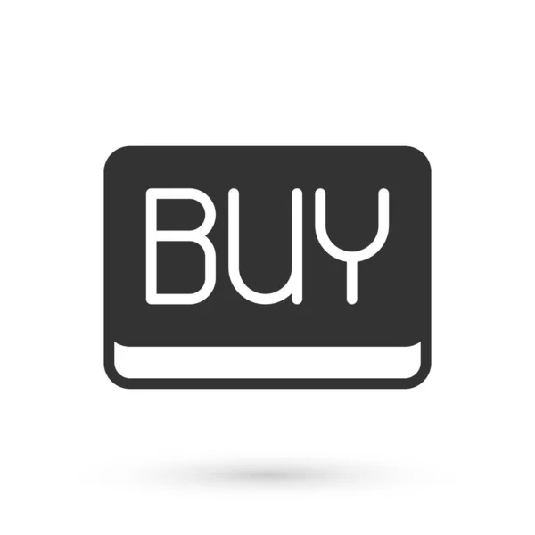 Ícone de botão Grey Buy isolado no fundo branco. Conceito de mercado financeiro e de investimento de ações. Vetor — Vetor de Stock