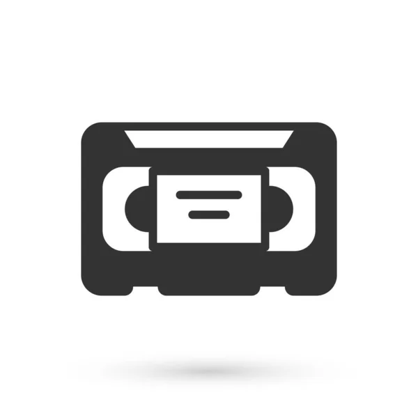 Graues VHS-Videokassettensymbol isoliert auf weißem Hintergrund. Vektor — Stockvektor