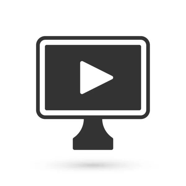 Grau Online spielen Video-Symbol isoliert auf weißem Hintergrund. Filmstreifen mit Spielzeichen. Vektor — Stockvektor