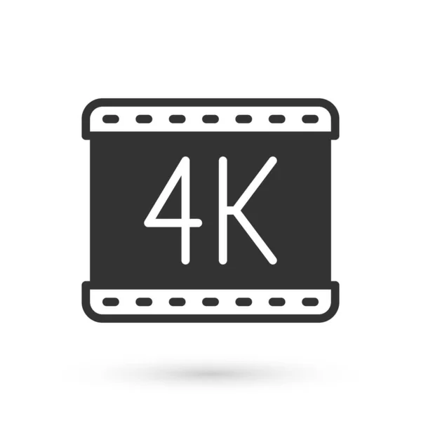 Cinza filme 4k, fita, ícone de quadro isolado no fundo branco. Vetor —  Vetores de Stock