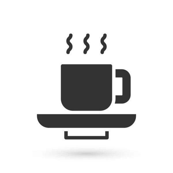 Grijze koffiebeker pictogram geïsoleerd op witte achtergrond. Theekopje. Warme drank koffie. Vector — Stockvector