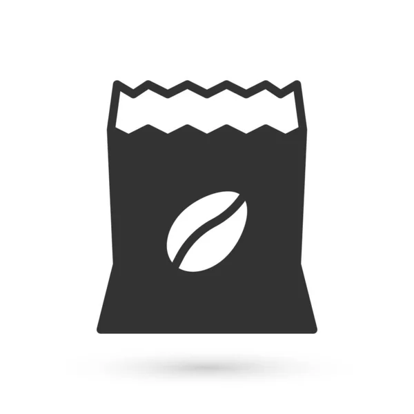 Grijze Zak van koffiebonen pictogram geïsoleerd op witte achtergrond. Vector — Stockvector