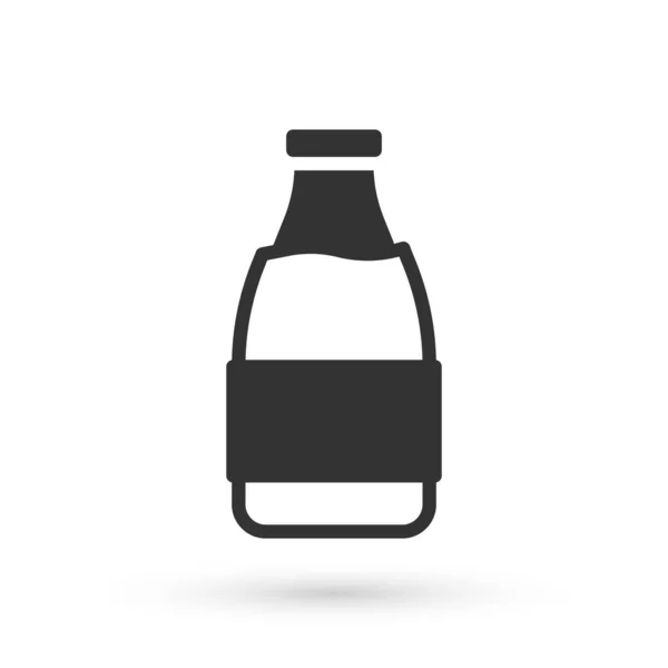 Сіра закрита скляна пляшка з іконою молока ізольована на білому тлі. Векторні — стоковий вектор