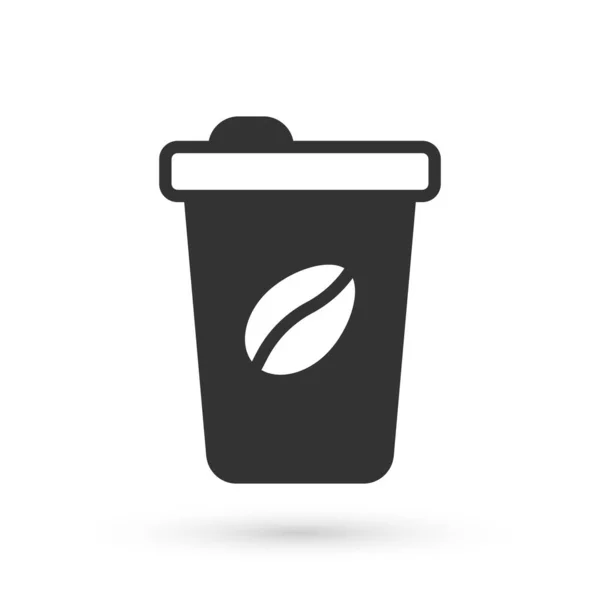 Tasse à café grise pour aller icône isolée sur fond blanc. Vecteur — Image vectorielle