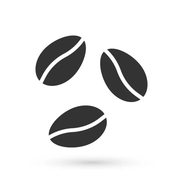 Gris icône grains de café isolé sur fond blanc. Vecteur — Image vectorielle